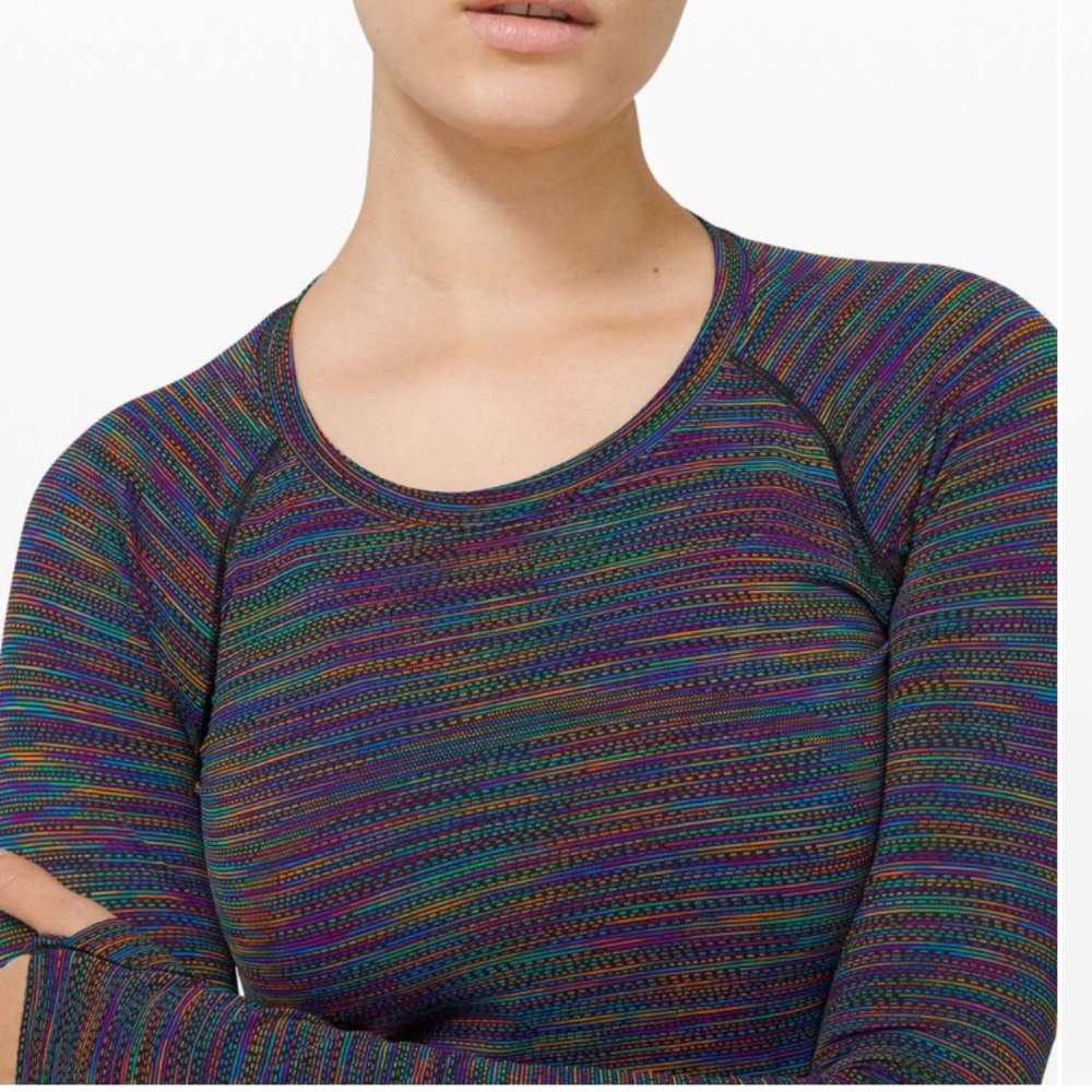 🌈 🍋 Lululemon Black Rainbow Long Sleeve Swiftly